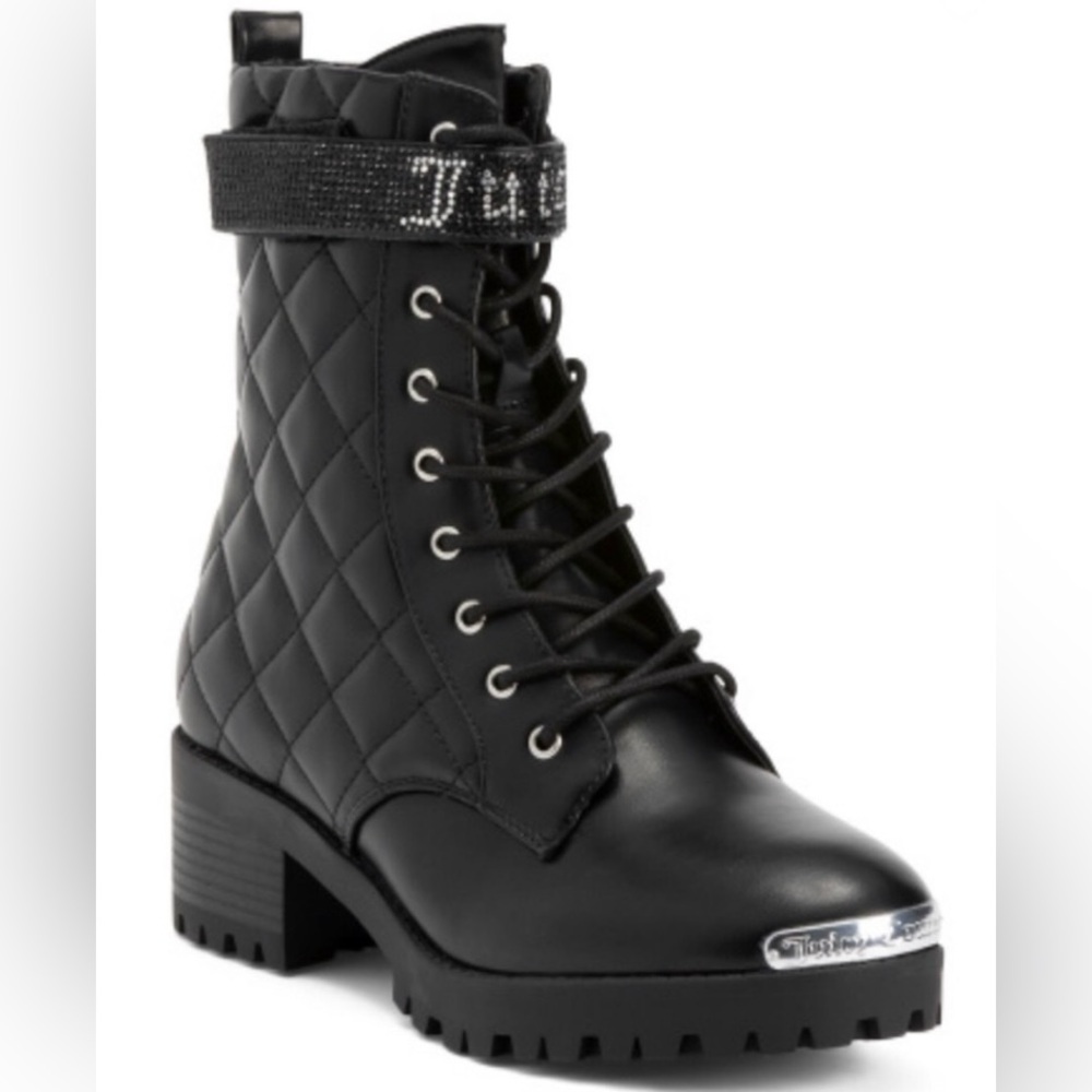 •NWT•Juicy Couture Quilted Bling Combat Boots- ‘JC OPAL’